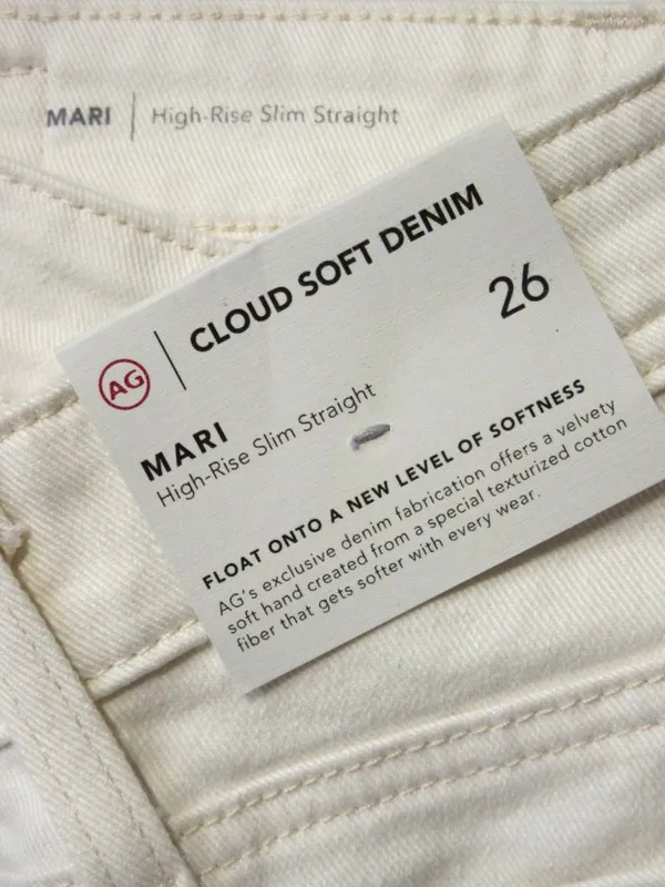 NWT Adriano Goldschmied AG Mari in Powder Ivory Slim Straight Stretch Jeans 26 - Image 4