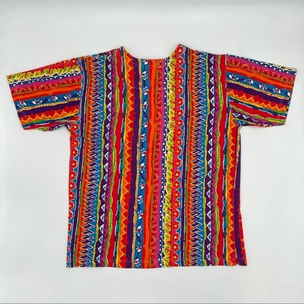 Vintage 90s Shirt Stripes Eclectic Geometric Funky Pattern Top Women Size Medium - Image 4