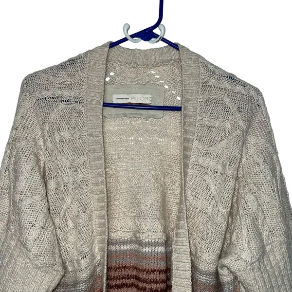Anthropologie Pilcro Jemma Cable-Knit Open Cardigan Women Size XS/S Beige‎ Wool - Image 4