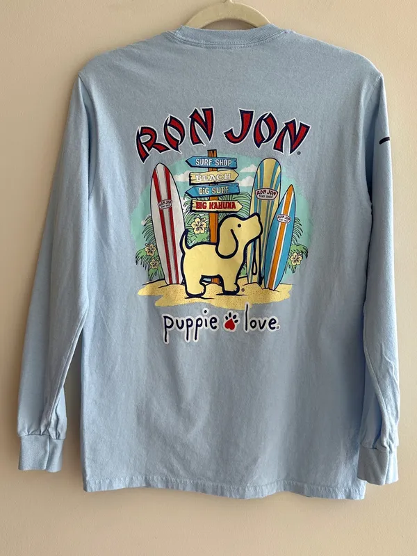Puppie Love - Ron Jon Surf Shop Blue Long Sleeve T-Shirt, Size Small - Image 11