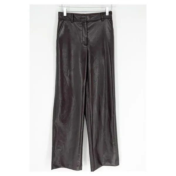 Aritzia‎ Babaton Command Faux Leather Trousers Women's 0 Brown Capsule Wardrobe - Image 3