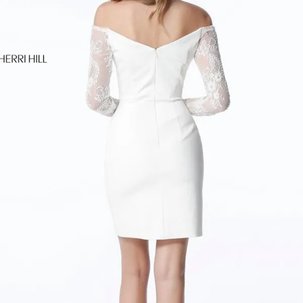 Sherri Hill 51361 Off‎ The Shoulder Wedding , Prom Dress SZ 6. Ivory - Image 4