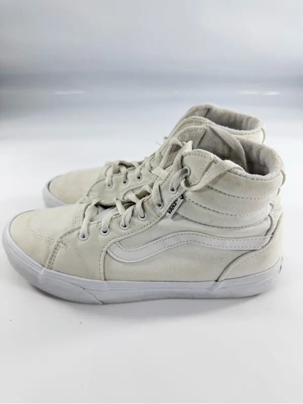 Vans Sk8-Hi High Top Sneakers Off-White‎ Cream Canvas Mens 6.5 Womens 8.0 - Image 6
