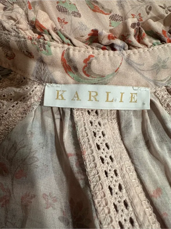 Karlie Light Pink Tiered Floral Mini Dress – Size Large - Image 14