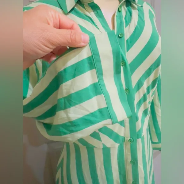 Women’s striped maxi shirt dress in green in size XS pit to pit 17” - Image 14