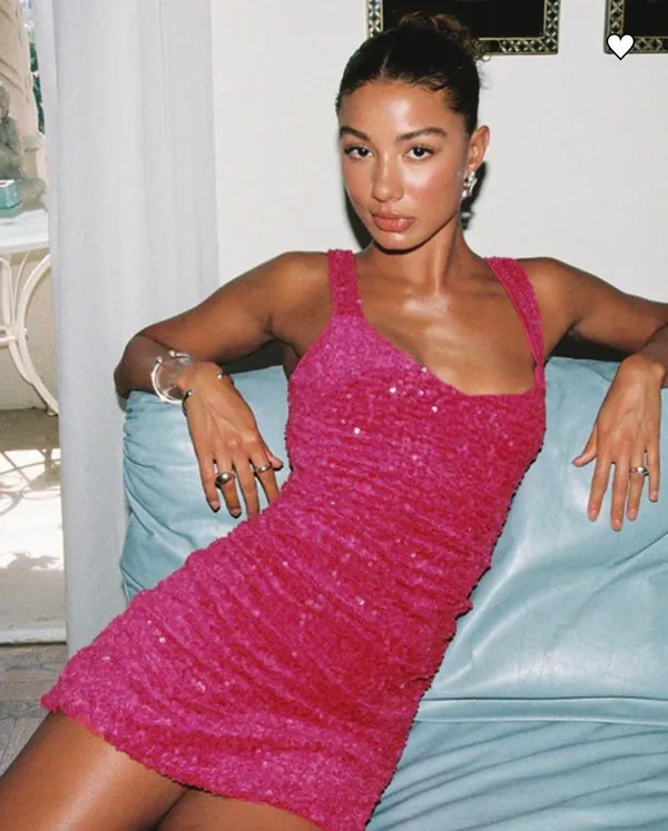 Princess Polly Centerfold Sequin Mini Dress Pink - Image 2