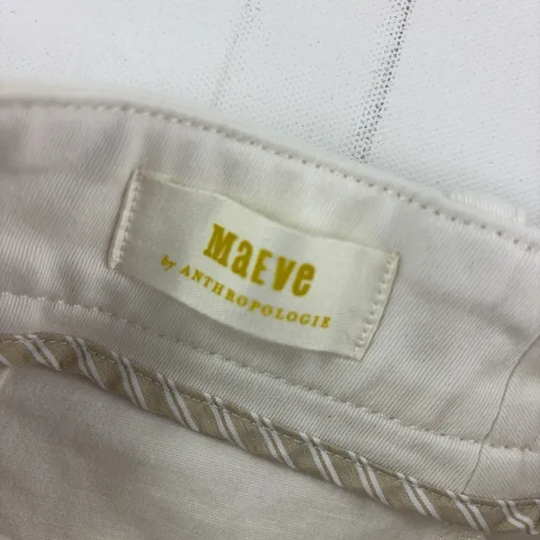 Maeve Anthropologie Pants Womens 2 White Cropped Wide Leg Twill Pleated Stretch - Image 5