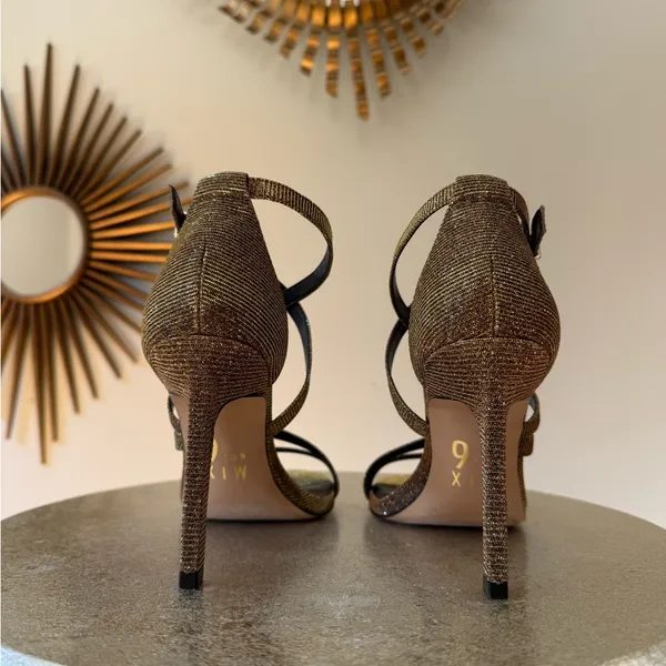 Mix No. 6 - Gold Shimmer Strappy Heels - Image 5