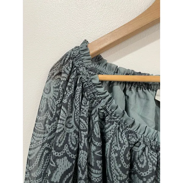 LOFT Paisley Off Shoulder Blouse NWT‎ XL Ruffle Neck Boho Romantic Top - Image 8