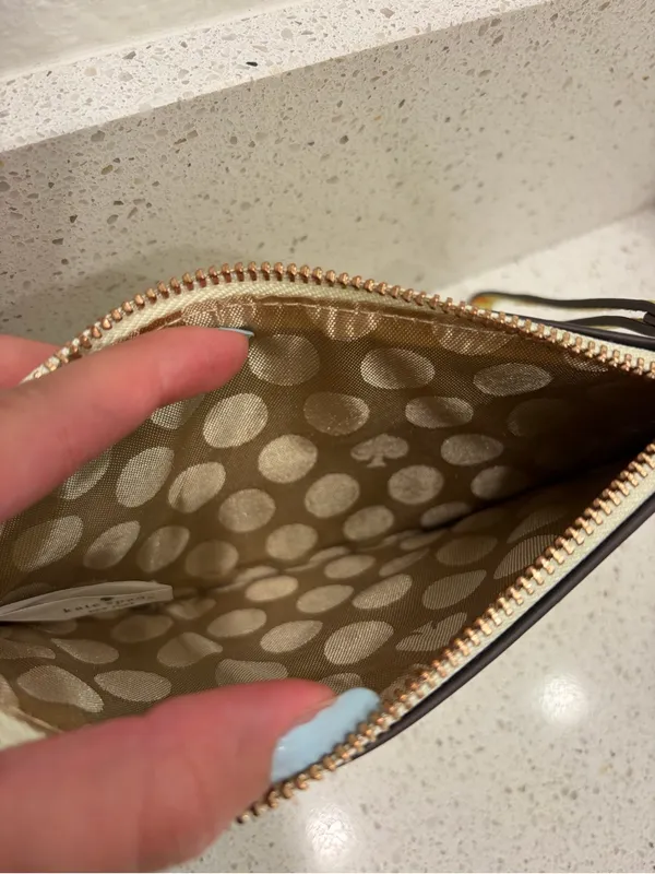 Kate Spade Wristlet Wallet Oranges With Daisy Flowers Yellow EUC - Image 9