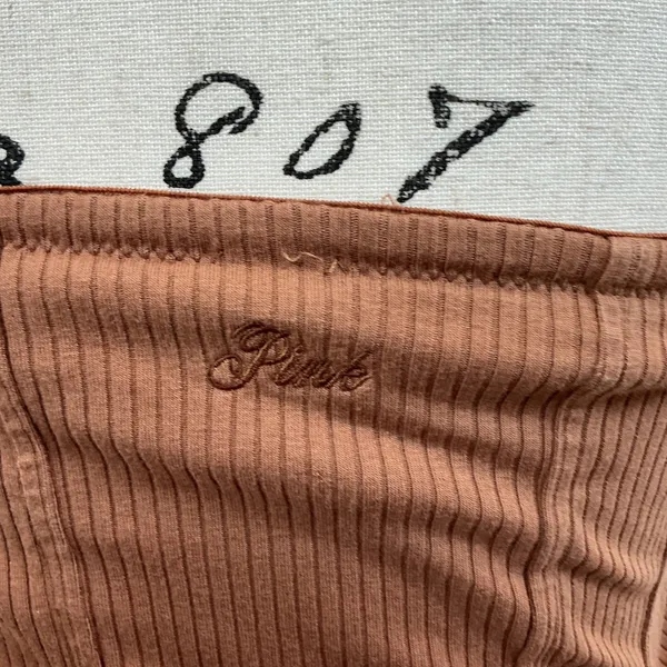 PINK Victoria's Secret Tube Top sz S Brown Excellent Ribbed Corset Hem Strapless - Image 4