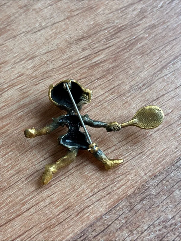 Tortolani Vintage Gold Tennis Brooch Pin - Image 10