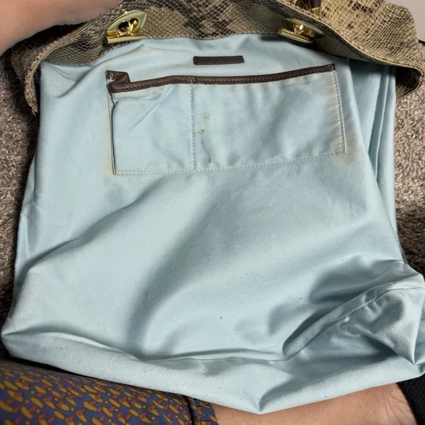 Cynthia Rowley Snakeskin Shoulder Bag Genuine Leather Gold‎ Hardware Mob wife - Image 12