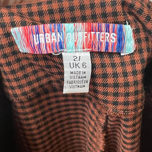 Urban Outfitters Pants‎ Gingham Plaid Black Brown Flared Leg Size 2 Preppy Retro - Image 10
