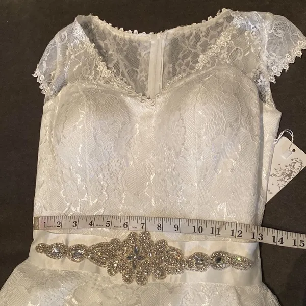 Women’s Wedding Dress V-Neck A-Line Cap Sleeve Lace over Satin Ivory Size 2 NWT - Image 11