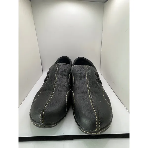 Clarks‎ Bendables Pebbled Leather Slip On Loafers Women 7 Black Comfort Everyday - Image 2