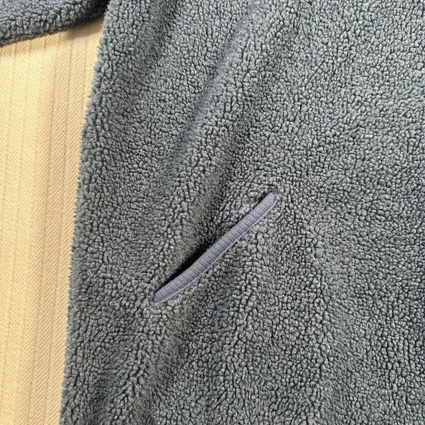 VTG Liz Claiborne Fleece Pullover Sweater Womens XL Blue Henley Snap Fuzzy Cozy - Image 4