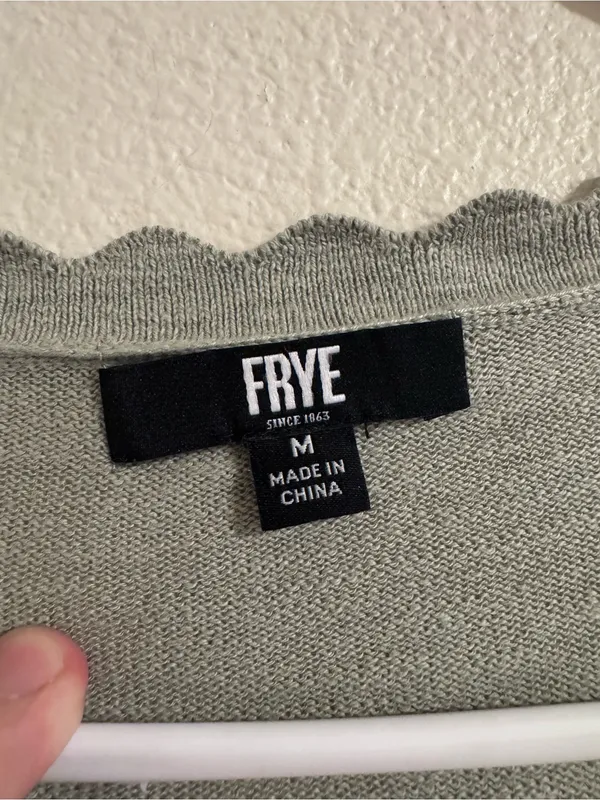 Frye Light Sage Openwork V-Neck Button Cardigan - Image 2