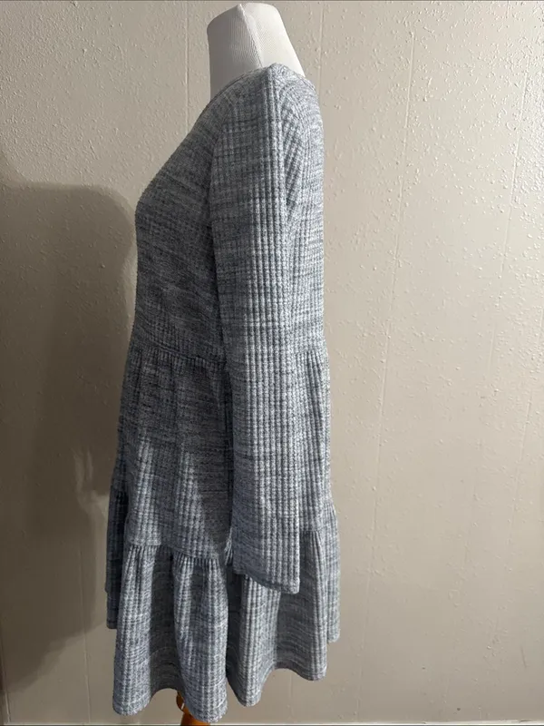 American Eagle Outfitters Heather Gray Ribbed Tiered Dress - Image 5