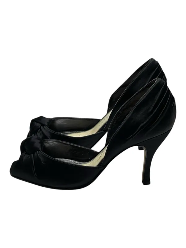 White House Black Market WHBM ❁ Satin Knot Peep Toe D’Orsay Heels ❁ Black 6M ❁ - Image 7