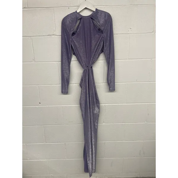 Bronx & Banco Sz M Purple Amara Lilac Cut Out Metallic Long Sleeve Maxi Dress - Image 8