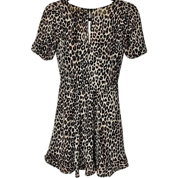 Reformation Leopard Print Short Sleeve V-Neck‎ Mini Dress 2 - Image 3