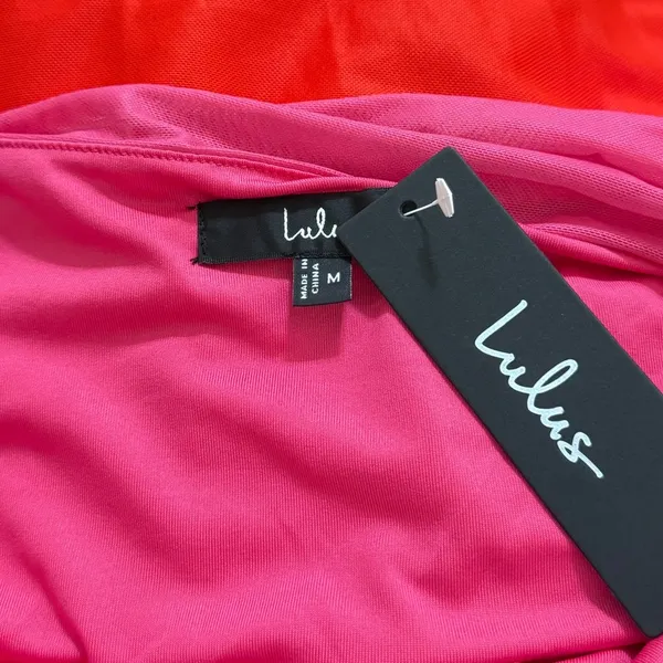 Lulus Krista Pink Ombre Mesh One-Shoulder Maxi Dress size M NWT - Image 5