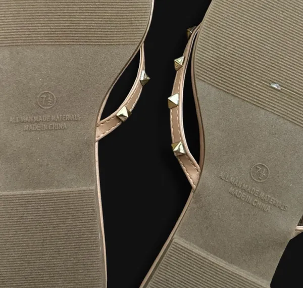Olivia Ferguson Tan Gold Studded Sandals - Image 9