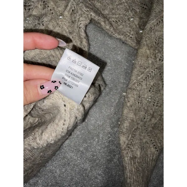 broadway 33 pearl embellished sweater wool blend Medium Turtle Neck - Image 8