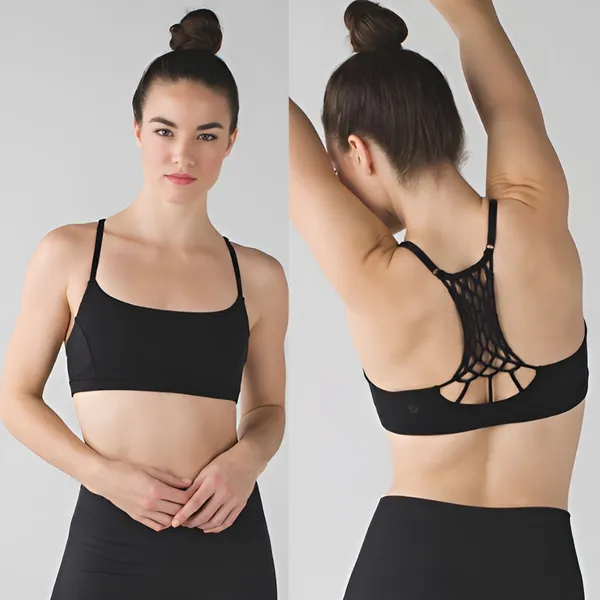 Lululemon Womens Athleisure True Self Macrame Strappy Sports Bra II Size 8 Black - Image 2