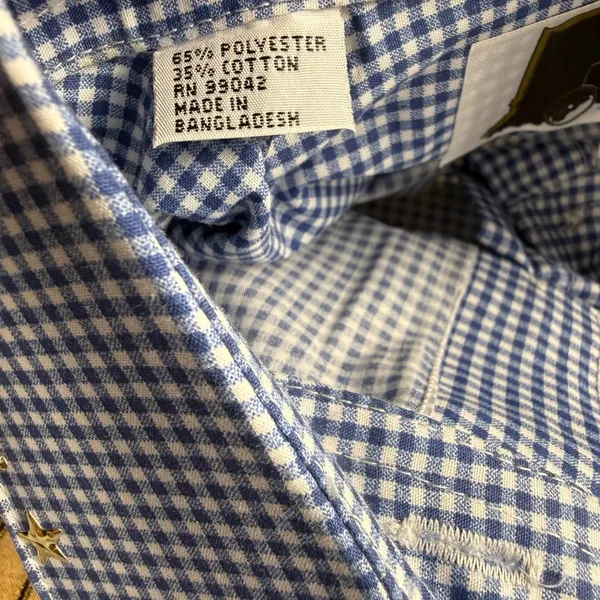 Western Gingham Button Down‎ Shirt Womens Small Blue Embroidered Studded Cowgirl - Image 7
