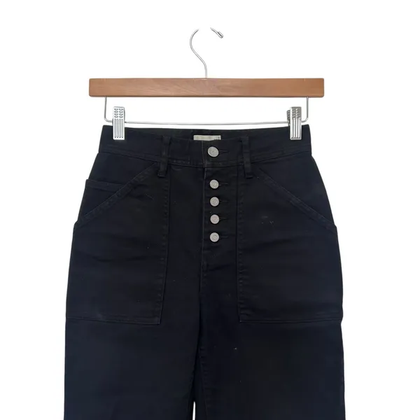 Aritzia Wilfred Free Black Straight Leg Button Fly Canvas Pants Jeans Sz 0 - Image 5