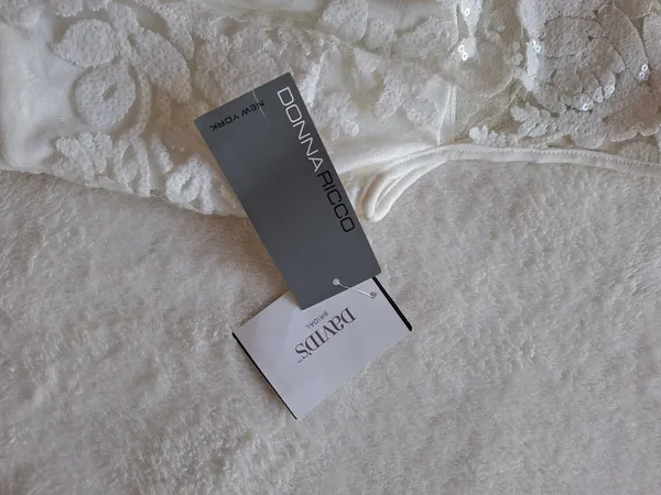 Donna Ricco David's Bridal NWT Ivory Lace Sequin Dress Size 2 - Image 12