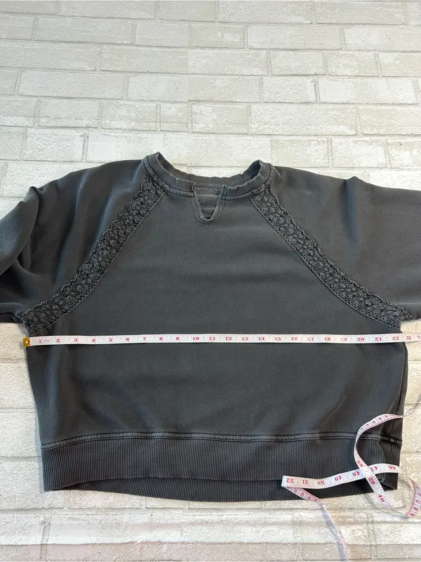 aerie Charcoal Lace-Trim Crewneck Sweatshirt - Image 8