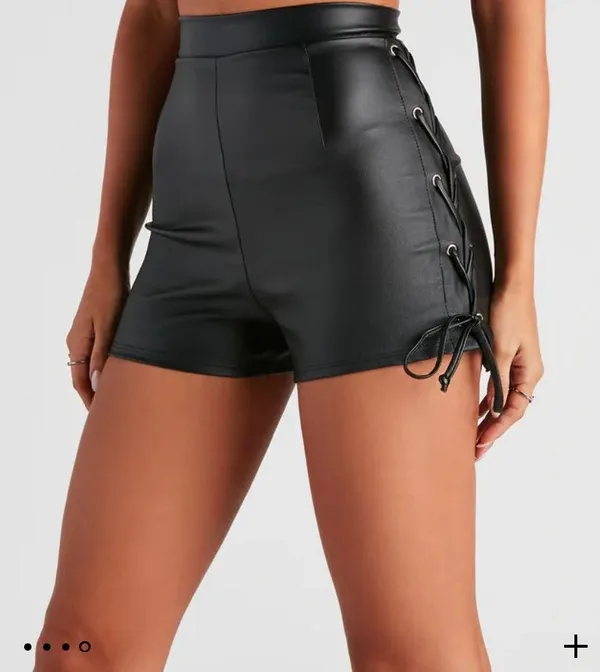 Windsor Lace Up Leather Shorts - Image 3