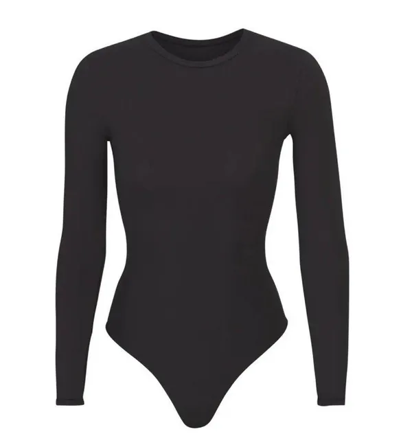 SKIMS LONG SLEEVE CREW NECK BODYSUIT Black Size S New Without Tags - Image 2