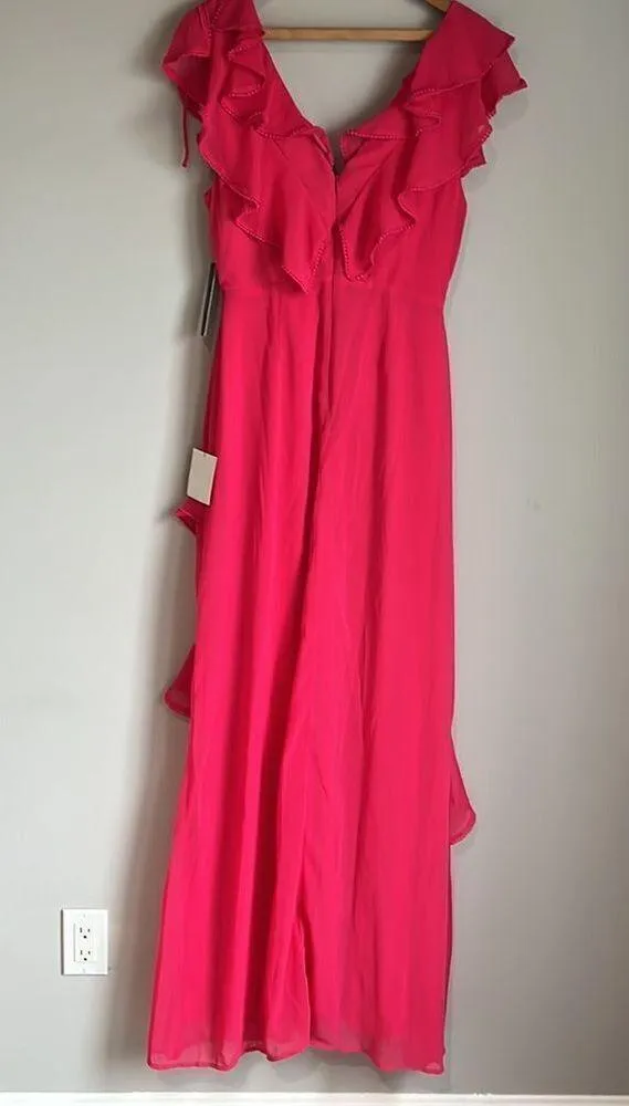 NEW Lulus Love From Above Pink Ruffled Surplice Maxi Dress - Image 3