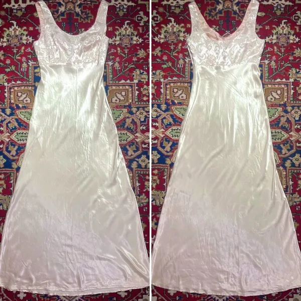 Vtg 90s Rampage bias cut satin damask prom maxi slip dress mermaid gown wedding - Image 6