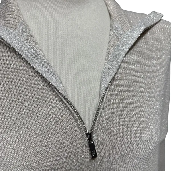 Tommy Bahama Dolman Sleeve Side Slit Half Zip Sweater Gold Sparkle XXS - Image 2