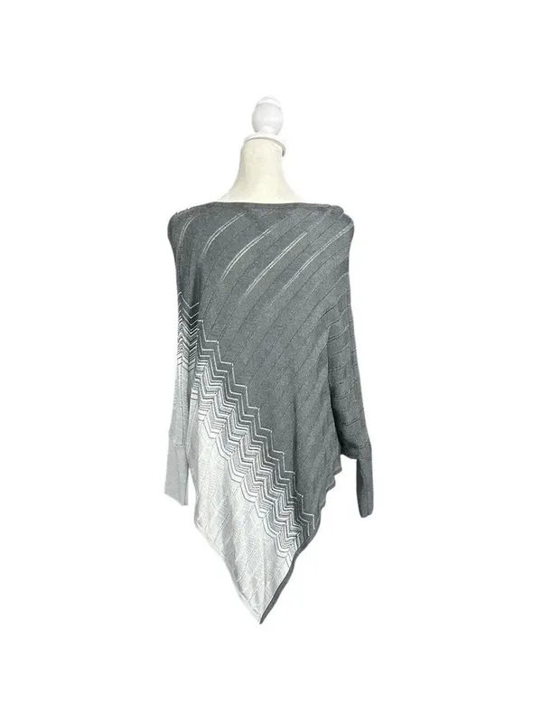White House Black Market Ombre Metallic Batwing Sleeve Knit Poncho Medium Petite - Image 4