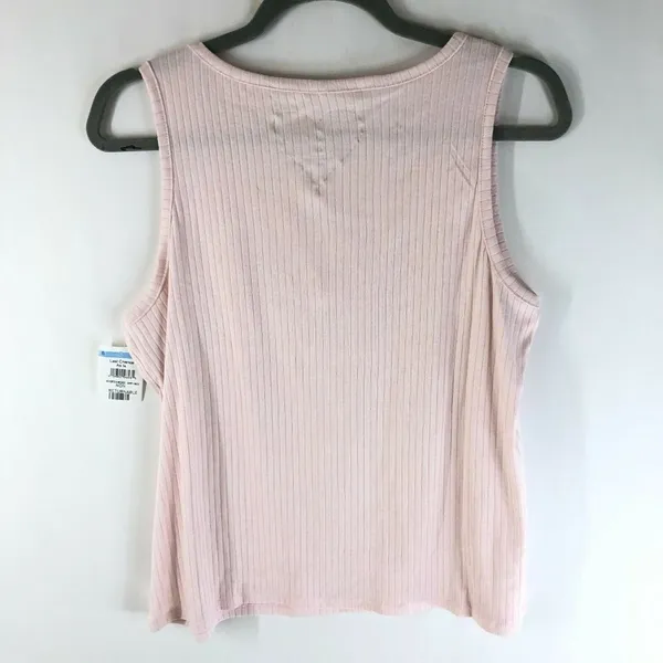 ED Ellen DeGeneres Womens Tank Top Ribbed Stretch Buttons Sleeveless Pink M - Image 2