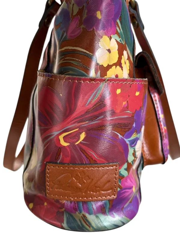 EUC Patricia Nash Leather Bolsena Shoulder Bag Summer Florals Retail $229.00 - Image 4