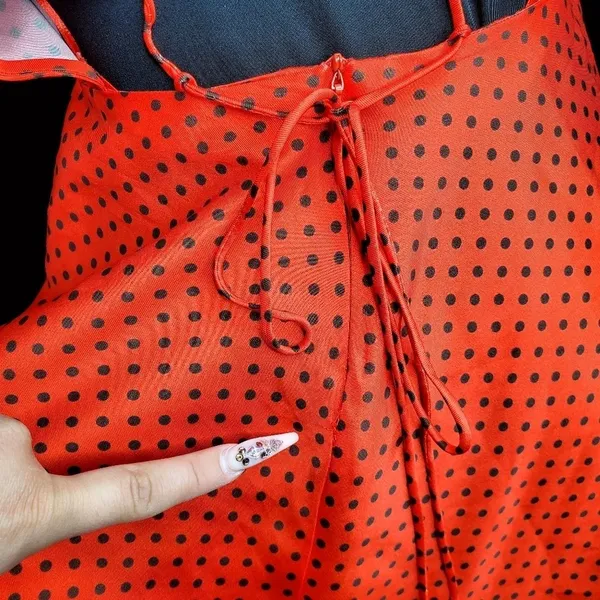 Zara Red Polka Dot Skater Dress‎ Open Back - Image 6