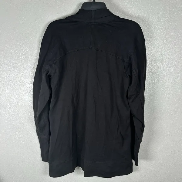 Pact Organic Cotton Airplane Wrap Cardigan Size Small Black Shawl Collar Pockets - Image 3