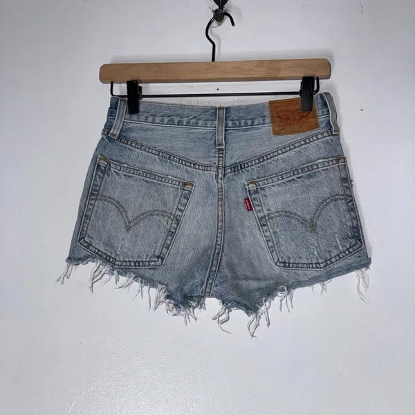 Levi's 501 Distressed Cut‎ Off Jean Shorts Size 24 - Image 2