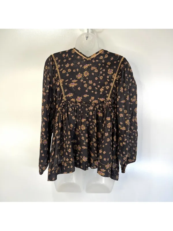 $98 Free People Never A Dull Moment Peasant Blouse S - Image 12