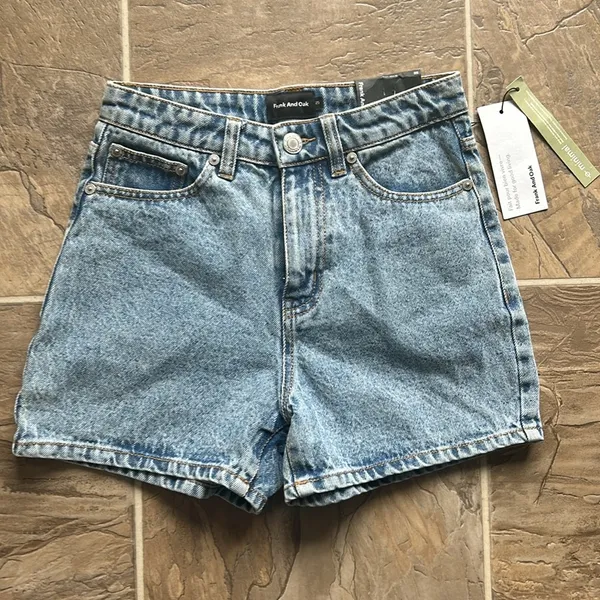 Frank And Oak Stevie Denim High Waist Minimalist Shorts Size 25 NWT - Image 3