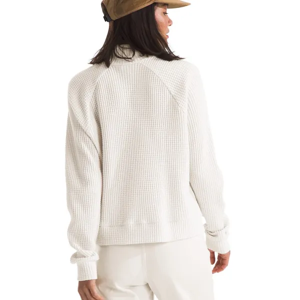 The North Face Mock Neck Chabot Waffle Knit Pullover Women's Small White Granola - Image 2