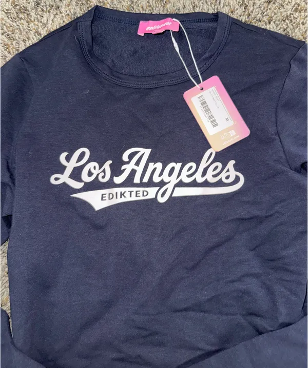 Edikted Long Sleeve Top Navy - Image 2
