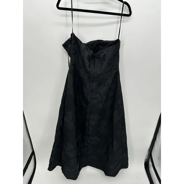 Venus Black Floral Jacquard Strapless Jumpsuit with Overskirt‎ Sequin Size 16 - Image 2